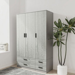 Urbn-Living Urbnliving 180Cm Height Ash Grey 3 Door 4 Drawer Wardrobe Storage Shelf Modern Bedroom Grey Furniture - thumbnail 1