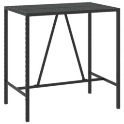 Berkfield 5 Piece Garden Bar Set Black Poly Rattan& Solid Wood Acacia - thumbnail 5