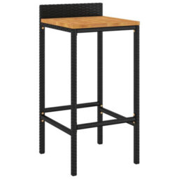 Berkfield 5 Piece Garden Bar Set Black Poly Rattan& Solid Wood Acacia - thumbnail 4