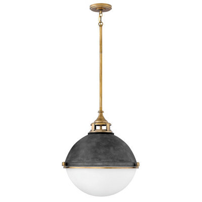 Luminosa Lighting Elstead Hinkley Fletcher 3 Light Pendant Aged Zinc With Heritage Brass - image 1