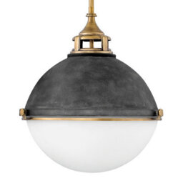 Luminosa Lighting Elstead Hinkley Fletcher 3 Light Pendant Aged Zinc With Heritage Brass - thumbnail 2