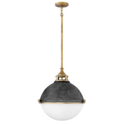 Luminosa Lighting Elstead Hinkley Fletcher 3 Light Pendant Aged Zinc With Heritage Brass - thumbnail 1