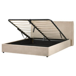 Beliani Ottoman Bed Lavaur Velvet Taupe 160 X 200 Cm (Eu King Size)