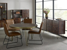 Buttercup Farm Dark Gold Round Dining Table - Solid Mango Wood - L120 X W120 X H76 Cm - thumbnail 6