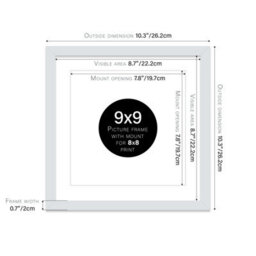 "9X9"" Light Grey Picture Frame - 9X9"" Square Frame With 8X8"" Mount For 9X9""/8X8"" Pictures Moderrn Style Thin Edge, 1 Pack" - thumbnail 2