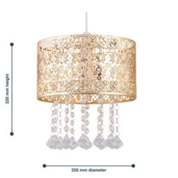 First Choice Lighting Gold Cut Out Jewelled Easy Fit Light Shade - thumbnail 4