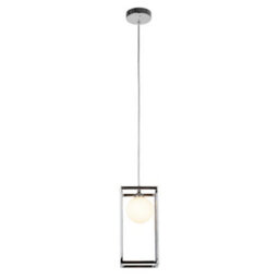 Luminosa Lighting Luminosa Industrial And Retro Hanging Pendant Chrome 1 Light  With Glass Shade, G9 - thumbnail 4