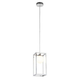 Luminosa Lighting Luminosa Industrial And Retro Hanging Pendant Chrome 1 Light  With Glass Shade, G9 - thumbnail 2