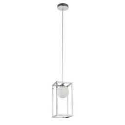 Luminosa Lighting Luminosa Industrial And Retro Hanging Pendant Chrome 1 Light  With Glass Shade, G9 - thumbnail 3