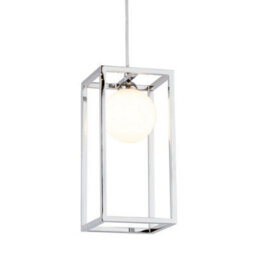 Luminosa Lighting Luminosa Industrial And Retro Hanging Pendant Chrome 1 Light  With Glass Shade, G9 - thumbnail 1