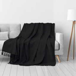 Ehc Waffle Cotton Woven King Size Sofa Throw 3 Seater Sofa/ Chair/ Double Bed, 228 X 254 Cm, Black - thumbnail 3