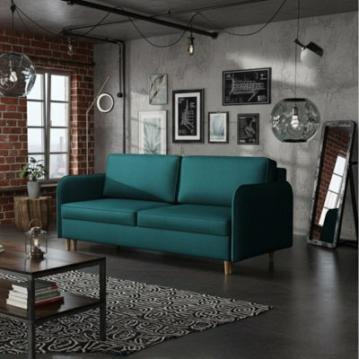 Gaja Living Room Sofa Bed Has Hydrophobic Fabric Dl Pull Out Sleep Function Bedding Storage 209X95X100Cm Turquoise - image 1