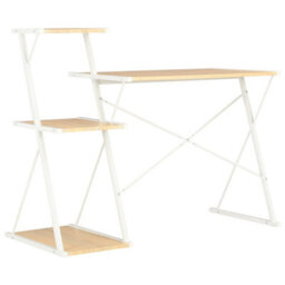 Berkfield Desk With Shelf White And Oak 116X50X93 Cm - thumbnail 4