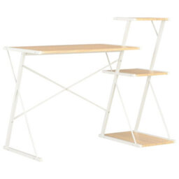 Berkfield Desk With Shelf White And Oak 116X50X93 Cm - thumbnail 1