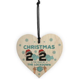 Red Ocean Lockdown Christmas Tree Hanging Decoration Wooden Heart Family Gift Keepsake - thumbnail 5