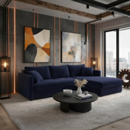 Orea Modern L Shape Sofa Bed With 2 Storage Compartments Reversible Fabric Corner Settee Sleep Function 227X150Cm Blue Right