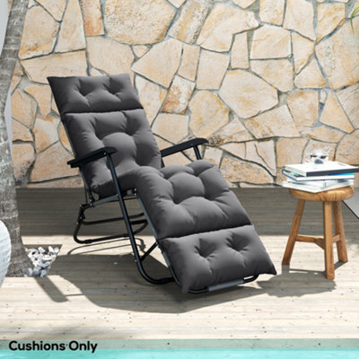 Outsunny Sun Lounger Cushion Only, Garden Lounge Chair Cushion, Dark Grey - image 1