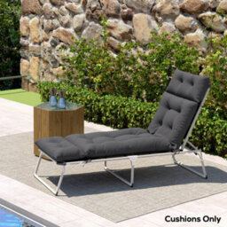 Outsunny Sun Lounger Cushion Only, Garden Lounge Chair Cushion, Dark Grey - thumbnail 8