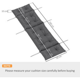 Outsunny Sun Lounger Cushion Only, Garden Lounge Chair Cushion, Dark Grey - thumbnail 3