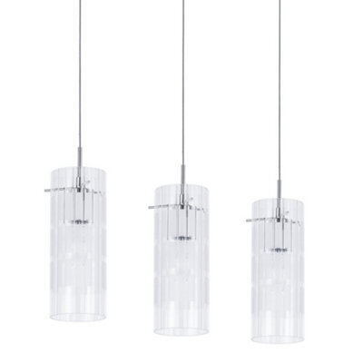 Luminosa Lighting Luminosa Modern Hanging Pendant Chrome 3 Light With Clear Shade, E27 - image 1