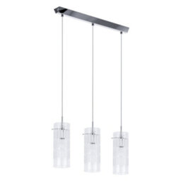Luminosa Lighting Luminosa Modern Hanging Pendant Chrome 3 Light  With Clear Shade, E27 - thumbnail 2