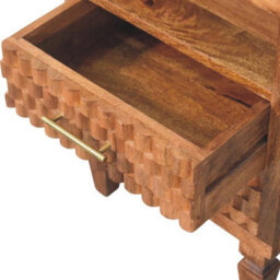 Artisan Furniture Solid Wood Arno Bedside In Golden Teak, 2-Drawers, 1 Shelf, Brown - thumbnail 7