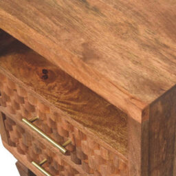Artisan Furniture Solid Wood Arno Bedside In Golden Teak, 2-Drawers, 1 Shelf, Brown - thumbnail 6