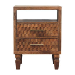 Artisan Furniture Solid Wood Arno Bedside In Golden Teak, 2-Drawers, 1 Shelf, Brown - thumbnail 2