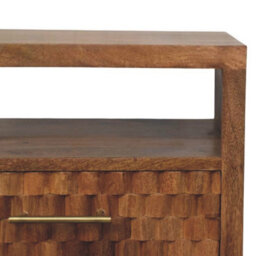 Artisan Furniture Solid Wood Arno Bedside In Golden Teak, 2-Drawers, 1 Shelf, Brown - thumbnail 5