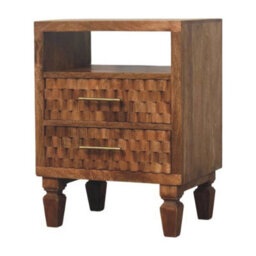 Artisan Furniture Solid Wood Arno Bedside In Golden Teak, 2-Drawers, 1 Shelf, Brown - thumbnail 4