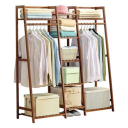Heavy Duty Wooden Clothes Rail Rack Garment Hanging Stand Open Wardrobe Shelf - thumbnail 4