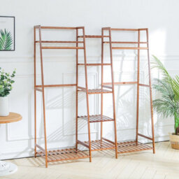 Heavy Duty Wooden Clothes Rail Rack Garment Hanging Stand Open Wardrobe Shelf - thumbnail 5