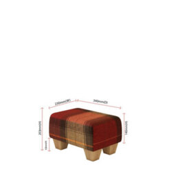 Tartan Material Small Footstools Tartan - Claret Red - Natural Wood Chunky Legs - thumbnail 2