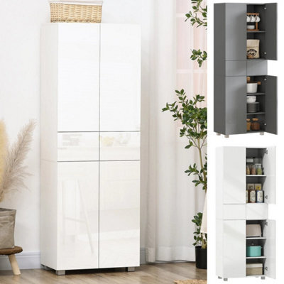 4-Door Kitchen Cupboard Freestanding Storage Cabinet W/ Shelves & Drawers White - image 1