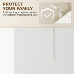 4-Door Kitchen Cupboard Freestanding Storage Cabinet W/ Shelves & Drawers White - thumbnail 6