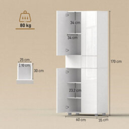 4-Door Kitchen Cupboard Freestanding Storage Cabinet W/ Shelves & Drawers White - thumbnail 2