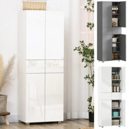 4-Door Kitchen Cupboard Freestanding Storage Cabinet W/ Shelves & Drawers White - thumbnail 1