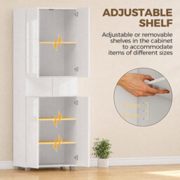 4-Door Kitchen Cupboard Freestanding Storage Cabinet W/ Shelves & Drawers White - thumbnail 4