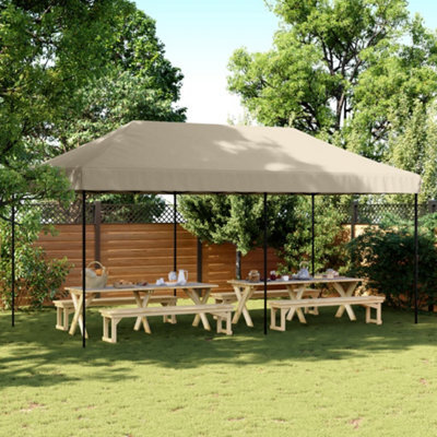 Walplus Foldable Party Tent Garden Gazebo Canopy Pop-Up Taupe 580X292X315 Cm - image 1