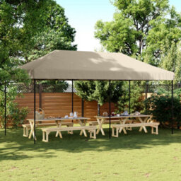 Walplus Foldable Party Tent Garden Gazebo Canopy Pop-Up Taupe 580X292X315 Cm - thumbnail 1