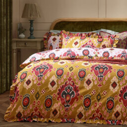 Paoletti Dawson Ikat Reversible Duvet Set, Double, Yellow - thumbnail 2