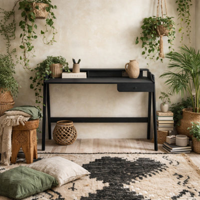 Wyld Haus Heppt Black Wood Veneer Desk With 1 Drawer - image 1