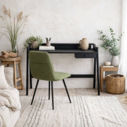 Wyld Haus Heppt Black Wood Veneer Desk With 1 Drawer - thumbnail 2