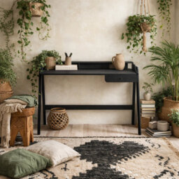 Wyld Haus Heppt Black Wood Veneer Desk With 1 Drawer - thumbnail 1