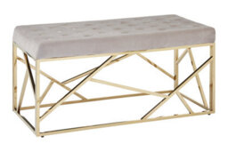 Orsina Mink Velvet Gold Bench, Tufted Velvet Upholstered Bench With Gold Finish Frame, Geometric Bedroom Bench - thumbnail 2