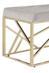 Orsina Mink Velvet Gold Bench, Tufted Velvet Upholstered Bench With Gold Finish Frame, Geometric Bedroom Bench - thumbnail 4
