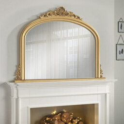 The Online Mirror Shop Overmantle Mirror Richmond Arched Shape With Antique Gold Frame-H 91Cm X W 122Cmx D 5Cm For Hanging In The Living Room Or Bedroom