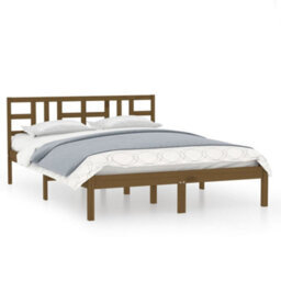 Berkfield Bed Frame Honey Brown Solid Wood 200X200 Cm - thumbnail 2