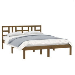 Berkfield Bed Frame Honey Brown Solid Wood 200X200 Cm - thumbnail 3