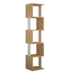 Decortie Piri Oak-White 5 Tier Tall Freestanding Bookcase (H) 161Cm - thumbnail 2